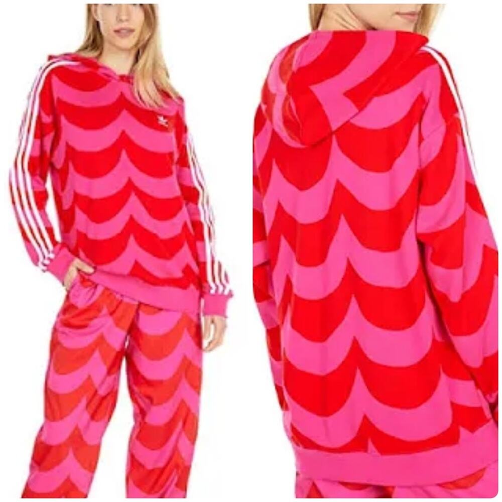 Adidas Women's Originals X Marimekko Hoodie In Vivid Red/team Real Magenta